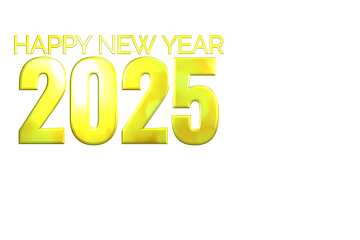 Happy new year 2025  3d lettering  gold transparent png