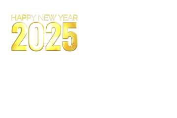 Felice anno nuovo 2025 3d lettering oro trasparente png  №56777