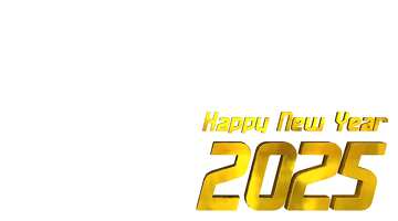 Feliz año nuevo 2025 letras doradas png transparente