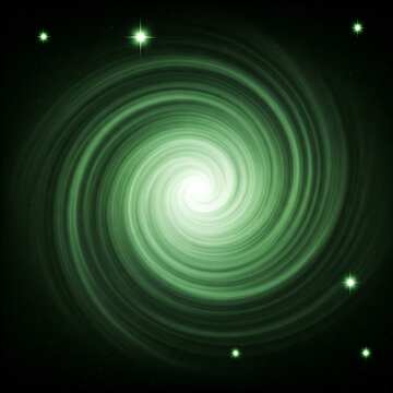 Affascinante galassia a spirale verde in una notte stellata №56871