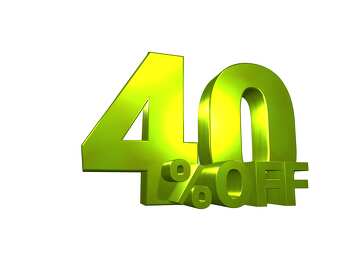 3d Golden Number 40 percent off Isolated on transparent Background png №56217