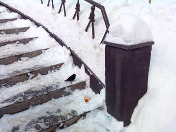 snow on steps stairs №56123