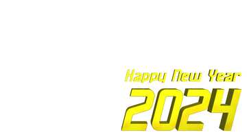 Happy new year 2024  gold  lettering  transparent png