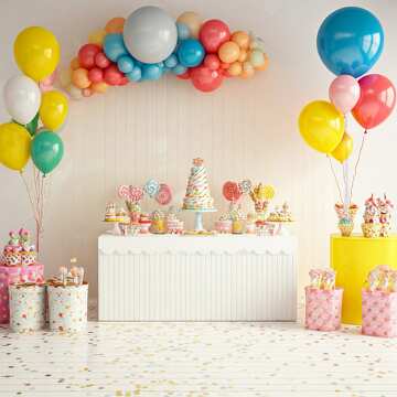 Vibrant Birthday Party Setup with Colorful Balloons and Sweet Treats №56830