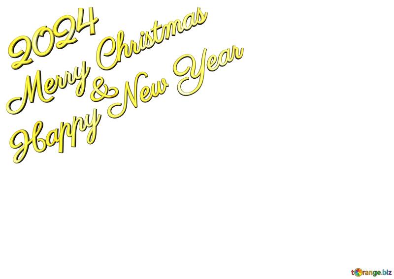 Lettering gold 2024 Merry Christmas and Happy New Year 3d text on transparent background №56244