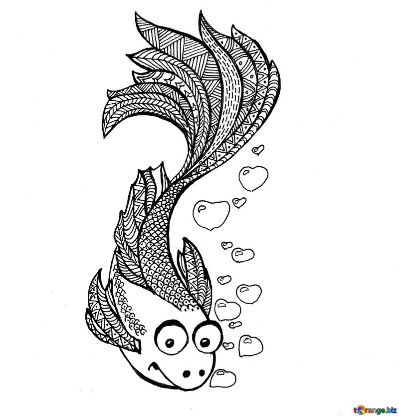 Drawing sketch love fish clip art №56195