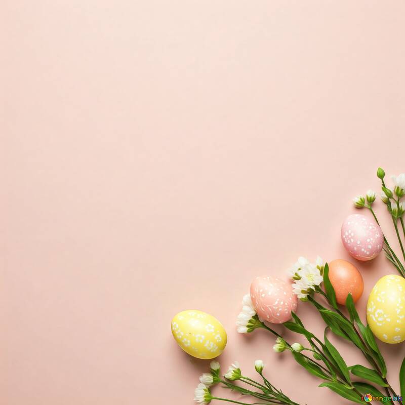 Colorful Easter Eggs with Floral Accents on Soft Pink Background №56856