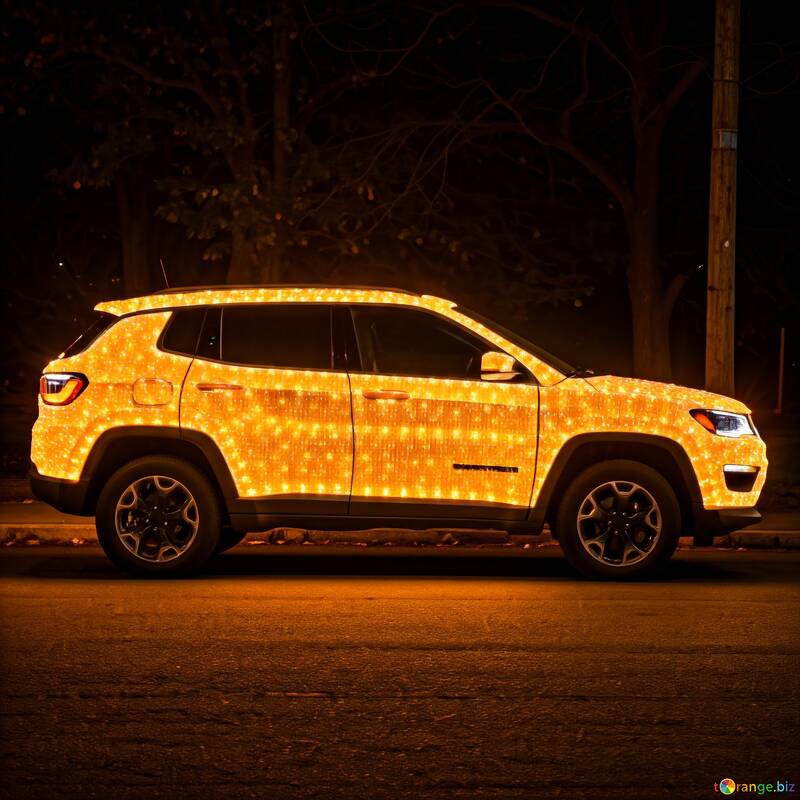 SUV illuminato a festa in un ambiente urbano notturno №56812