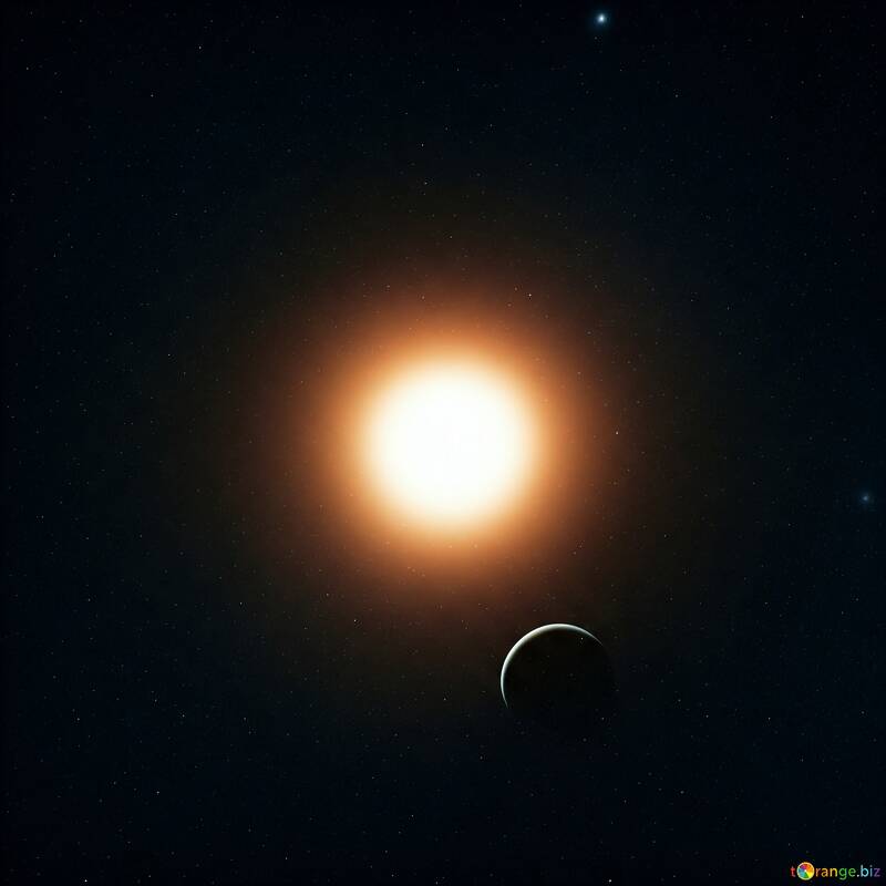 Paysage stellaire : un soleil céleste et une orbite planétaire dans l'espace lointain №56875