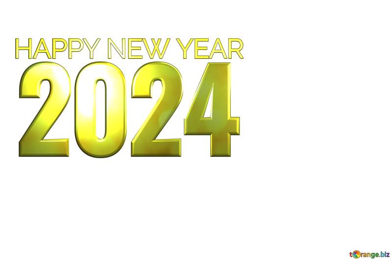 Happy new year 2024  3d lettering  gold transparent png №56237