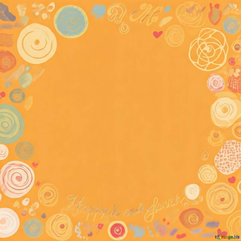 Diseño floral abstracto vibrante con remolinos sobre fondo naranja cálido №56852