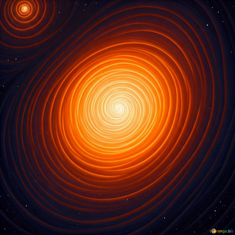 Espiral Cósmica Vibrante: Redemoinhos Laranja Abstratos Contra Fundo Estrelado №56865