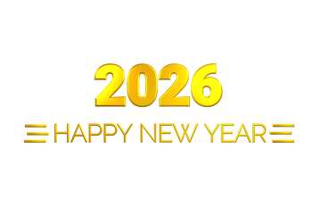 2026 Happy New Year Celebration Graphics with Gold 3D Typography №57026
