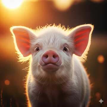 Entzückendes Ferkelporträt bei Sonnenuntergang - Farm Life Photography №57036