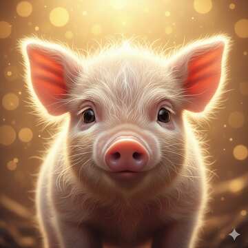 Entzückendes Ferkel mit schimmerndem Hintergrund - süßes Tierporträt №57035