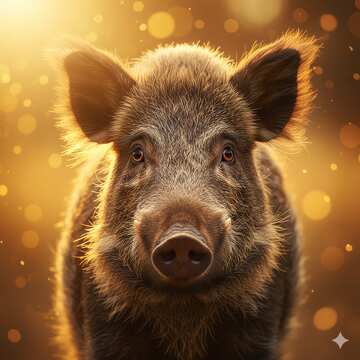 Fesselndes Wildschweinporträt mit Bokeh-Effekt №57037