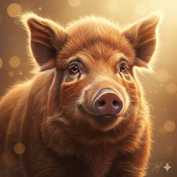 Süßes braunes Ferkel mit weichem Fell und Bokeh-Hintergrund №57038