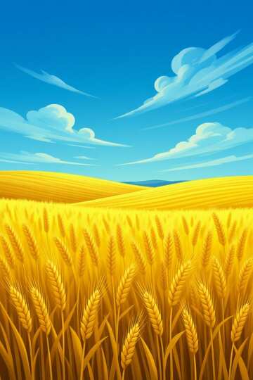 Campo de trigo dorado bajo un cielo azul brillante №57096