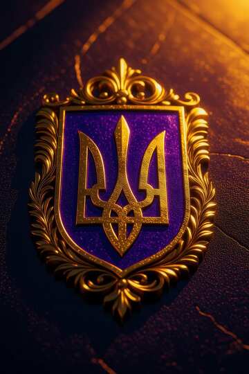 Emblema del Tridente Ucraniano Dorado y Vibrante: Un Símbolo de Herencia y Fuerza №57106