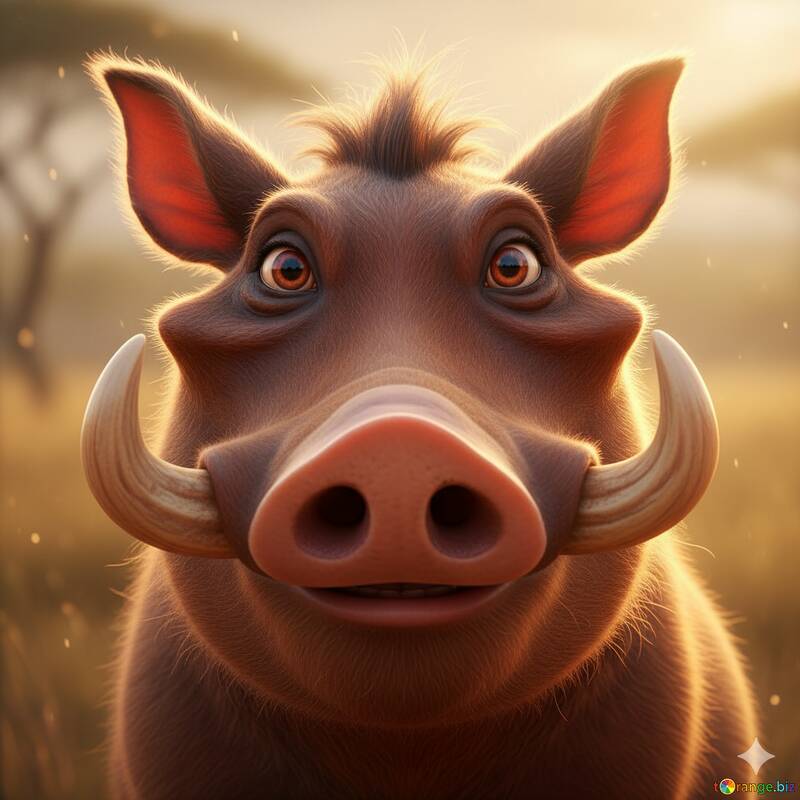 Charmant portrait d'un phacochère joueur dans un paysage ensoleillé du Serengeti №57034