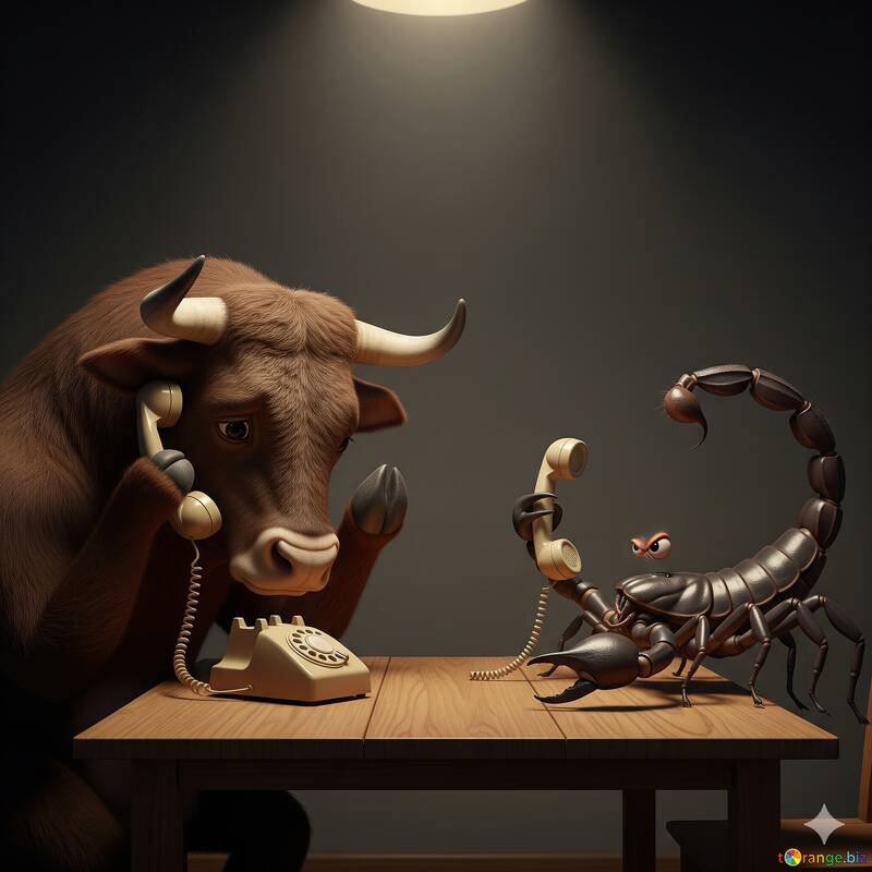 Conversación intrigante: Toro y Escorpio llaman por teléfono en una habitación con poca luz №57071