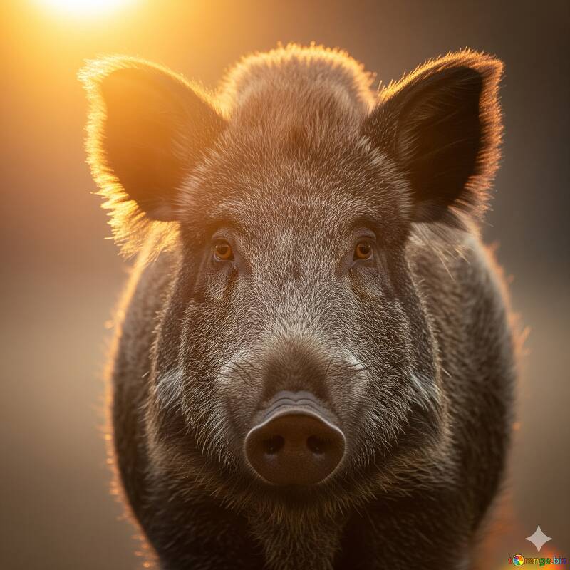 Majestic Wild Boar Captured at Sunrise: Nature`s Untamed Beauty №57033