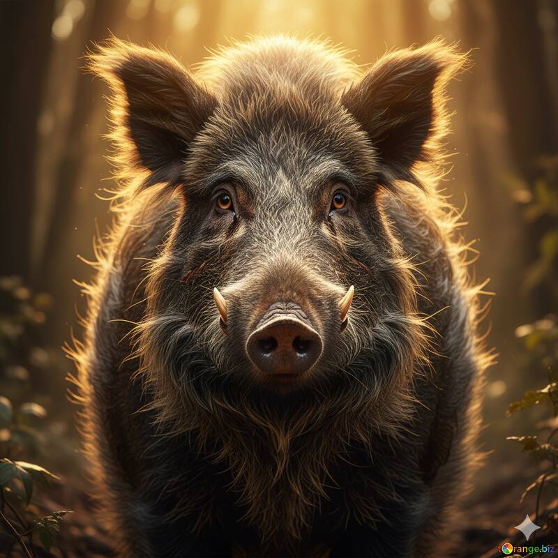 Majestuoso jabalí en un bosque soleado №57040