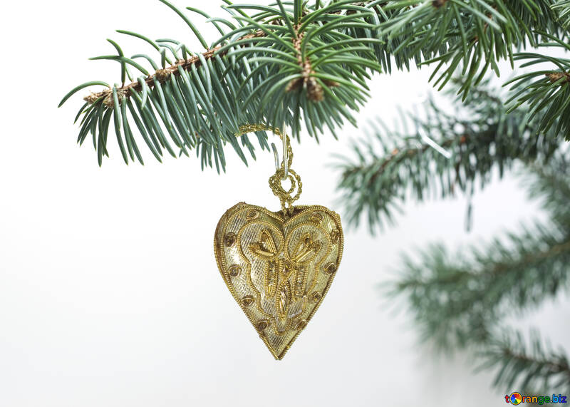 Christmas  heart  of the  Gold  tissue. №6803