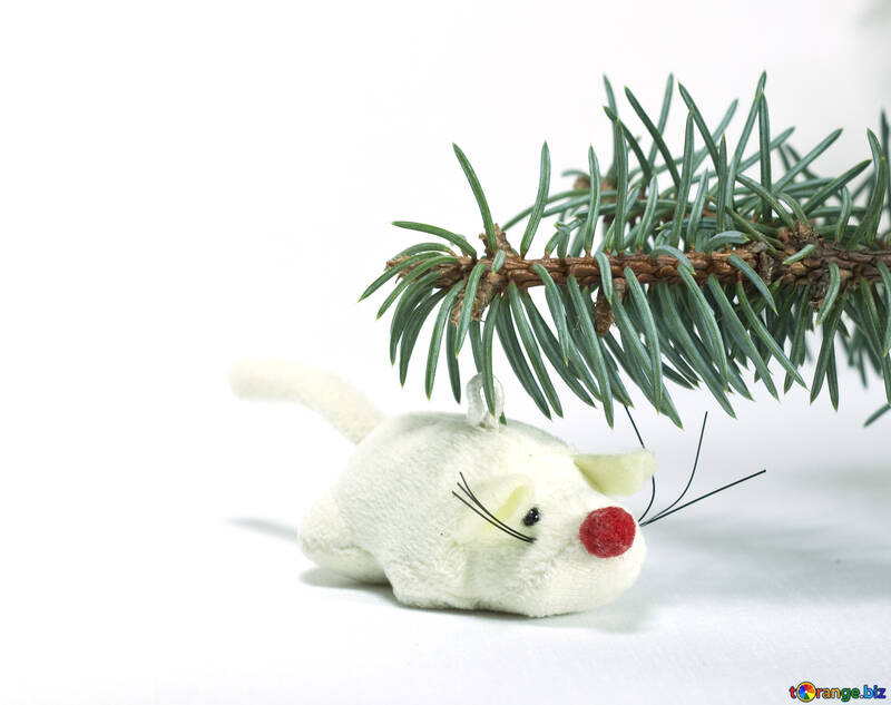 白い マウス クリスマス 木。 №6800