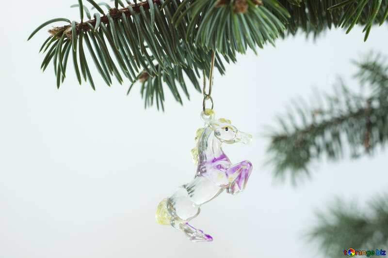 Glass  horse . Christmas  decoration. №6743