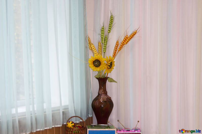 Vase   Sunflowers  and  spikelets №6161