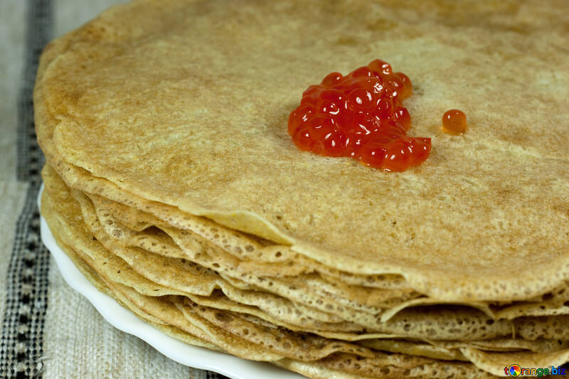 Pile  pancakes   Caviar  at  plate №7734