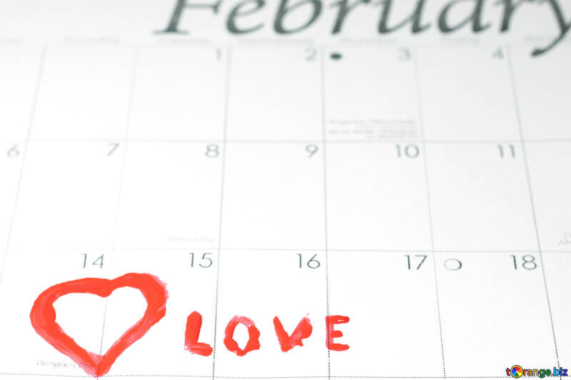 Corazón y Amor calendario . 14 Febrero. №7165