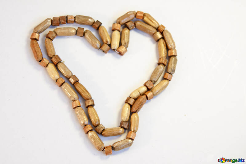 Wooden  Beads   form  Heart №7665