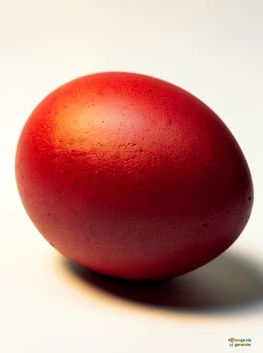 Відреставрована люксова версія Egg  colored   Red  Color Red-coated egg on white background №8229
