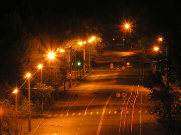 Empty  Night  road . number  lanterns. №8042