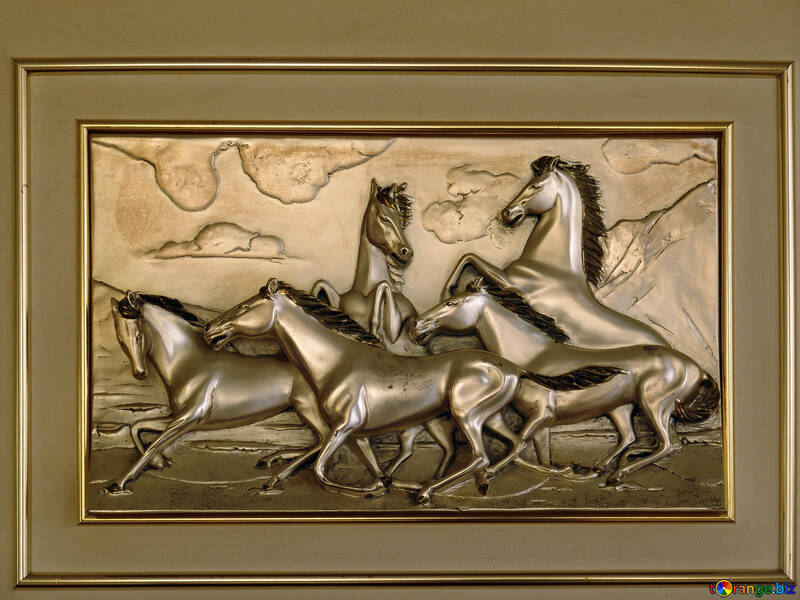 Peinture de Métal . troupeau chevaux. №8308