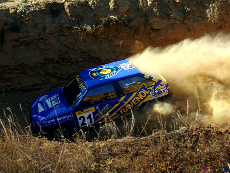 Rally car. Blue. №8098