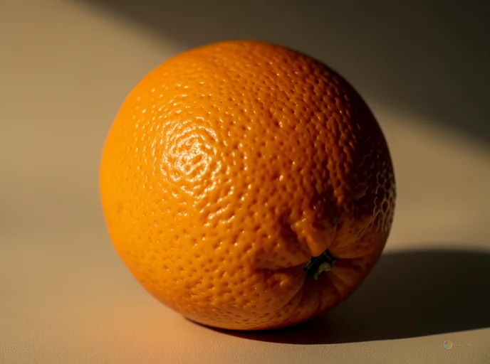 Відреставрована люксова версія Orange  on  table Orange textured surface with soft shadow and dimpled stem №9210