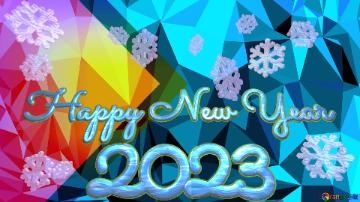 2023 Happy New Year Polygonal  Thumbnail Background Blue
