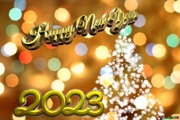 Happy New Year 2023 Christmas Snowflakes Background Lights