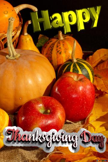 Happy Thanksgiving Day Pumpkins and apples picture