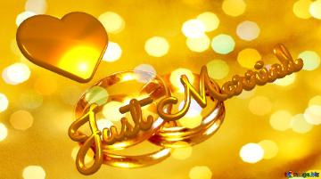 Just Married Heart 3d Gold Wedding  Background