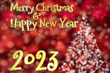 Merry Christmas 2023 Happy New Year & Christmas Red Background