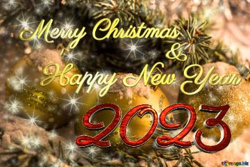 Merry Christmas And 2023 Happy New Year Free Christmas Card Holiday Clusters Bright Twinkling Stars ...
