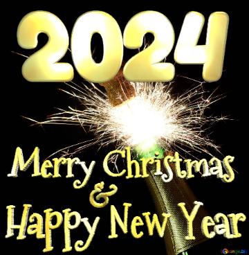 Merry Christmas 2024 Happy New Year Funny New Year`s Fireworks With Champagne