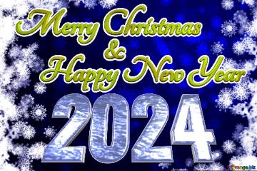 Merry Christmas 2024 Happy New Year & Blue Christmas Background Blur Frame