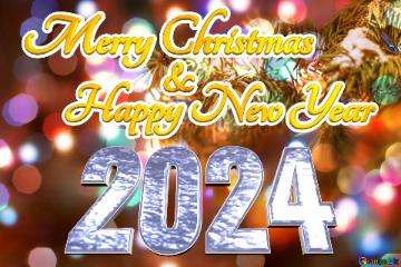 Merry Christmas 2024 Happy New Year & Christmas Bokeh Background