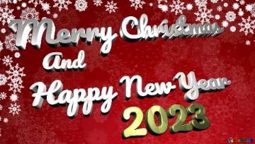 Merry Christmas And Happy New Year 2023 Cover. Red Christmas Background.