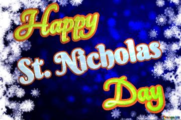 St. Nicholas Happy Day  Blue Christmas background blur frame